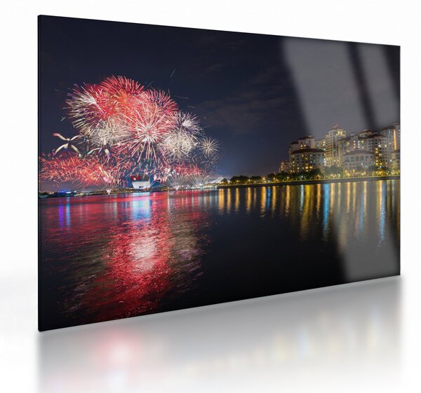 Staklena slika vatrometa u Singapuru (70x50 cm)
