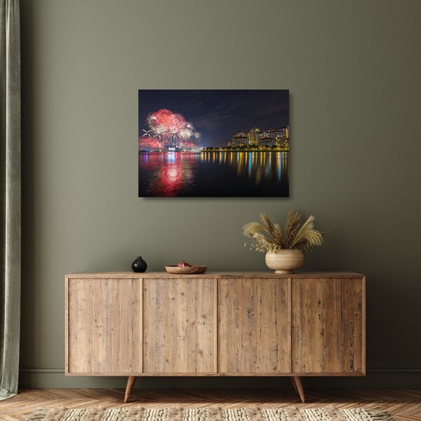 Staklena slika vatrometa u Singapuru (70x50 cm)