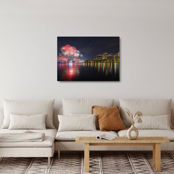 Staklena slika vatrometa u Singapuru (70x50 cm)