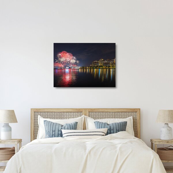 Staklena slika vatrometa u Singapuru (70x50 cm)