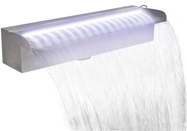 Pravokutna fontana za bazen s vodopadom LED nehrđajući čelik 45 cm - 45 cm s LED svjetlima 45 cm s LED svjetlima