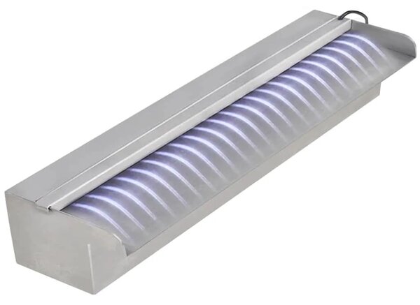 Pravokutna fontana za bazen s vodopadom LED nehrđajući čelik 45 cm - 45 cm s LED svjetlima 45 cm s LED svjetlima