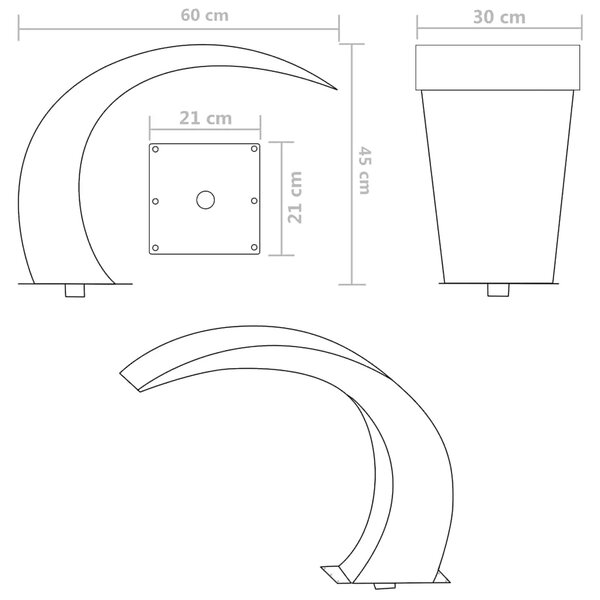 Vrtna fontana s vodopadom za bazen od nehrđajućeg čelika 45x30x60 cm - bez LED svjetala bez LED svjetala