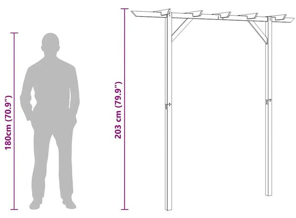 Vrtna pergola 205 x 40 x 203 cm drvena - 200 x 40 x 205 cm 1 200 x 40 x 205 cm