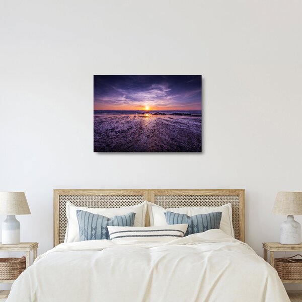 Staklena slika plaže - zalazak sunca (70x50 cm)