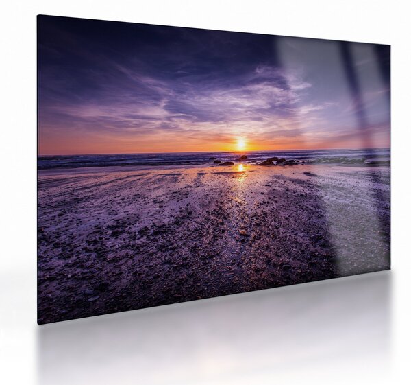 Staklena slika plaže - zalazak sunca (70x50 cm)