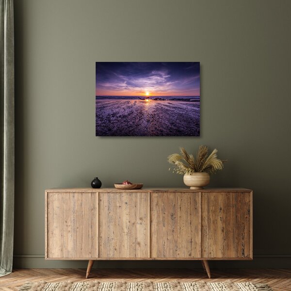 Staklena slika plaže - zalazak sunca (70x50 cm)