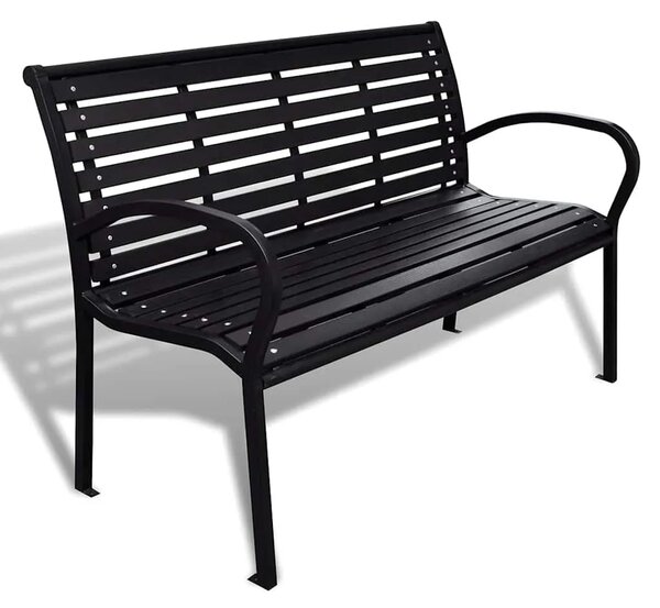 Vrtna klupa 125 cm od čelika i WPC-a crna - Crna 125 cm 1 1
