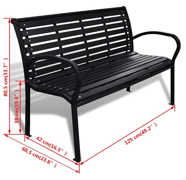 Vrtna klupa 125 cm od čelika i WPC-a crna - Crna 125 cm 1 1