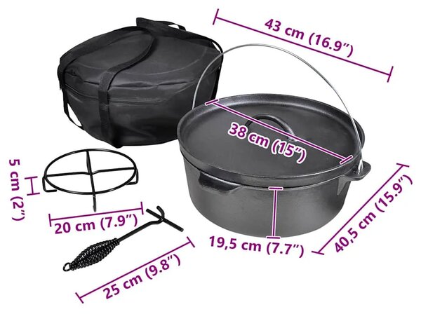 Lonac za kuhanje na otvorenom 11 3 L s dodatnim priborom - Crna 11.3 l 11.3 l