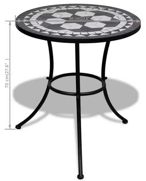 Bistro stolić crno-bijeli 60 cm s mozaikom - Crna 60 x 70 cm 1 Crna