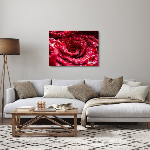 Staklena slika cvijeta crvene ruže (70x50 cm)