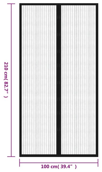 Mreža za komarce - Mreža protiv insekata magnetom 2 kom 210 x 100 cm Crna - 210 x 100 cm 210 x 100 cm
