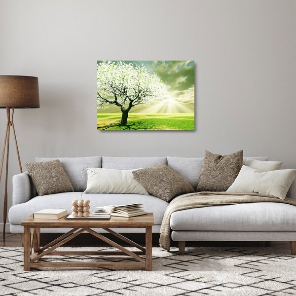 Staklena slika cvatućeg stabla (70x50 cm)