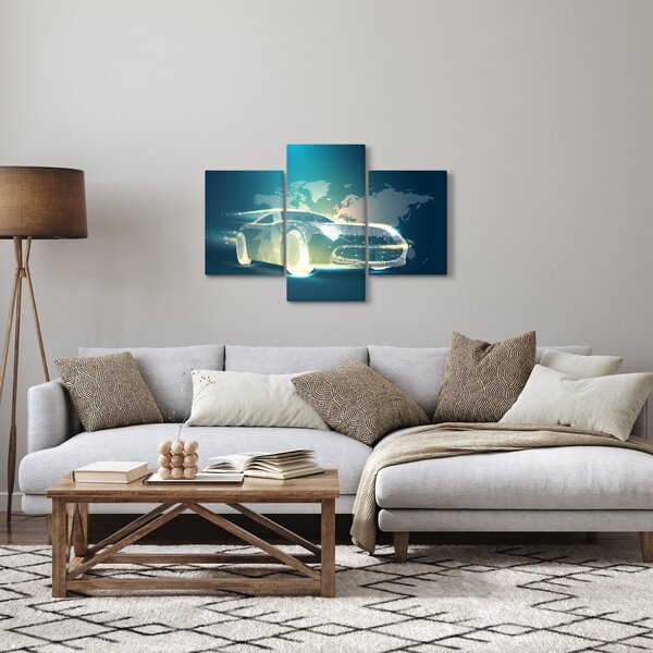 Slika avtomobila iz geometrijskih oblik (90x60 cm)