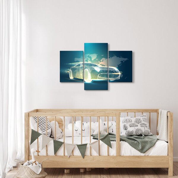 Slika avtomobila iz geometrijskih oblik (90x60 cm)