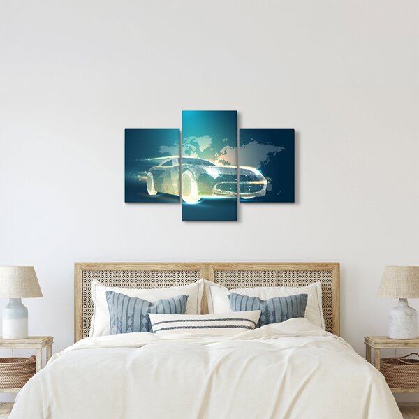 Slika avtomobila iz geometrijskih oblik (90x60 cm)