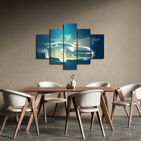 Slika avtomobila iz geometrijskih oblik (150x105 cm)