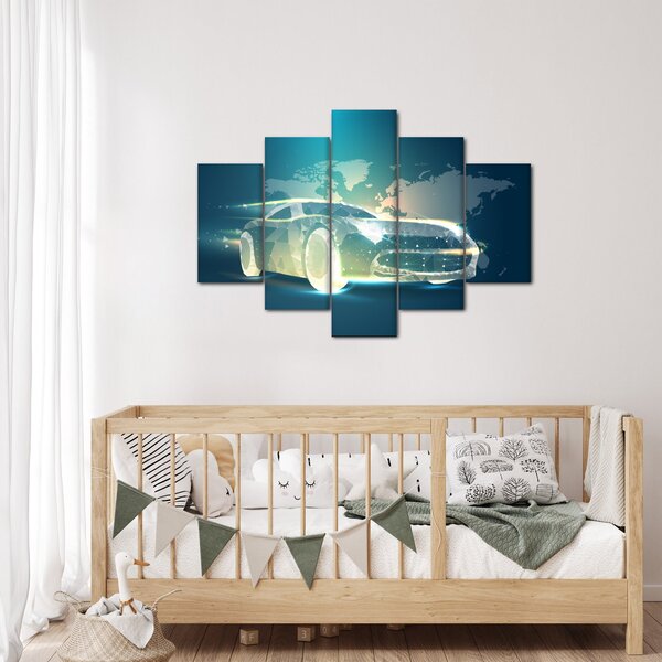 Slika avtomobila iz geometrijskih oblik (150x105 cm)