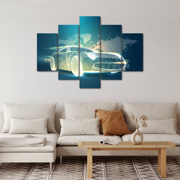 Slika avtomobila iz geometrijskih oblik (150x105 cm)
