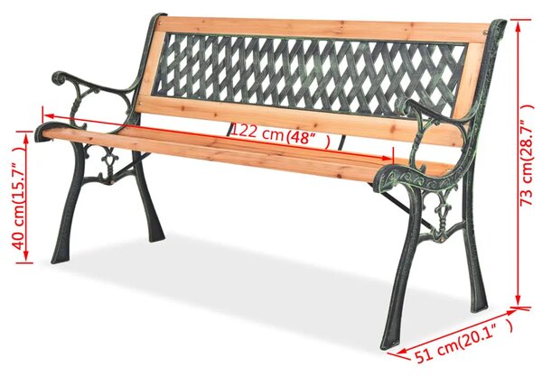 Vrtna klupa 122 cm drvena - 122 cm 1 Model dijamanta 1