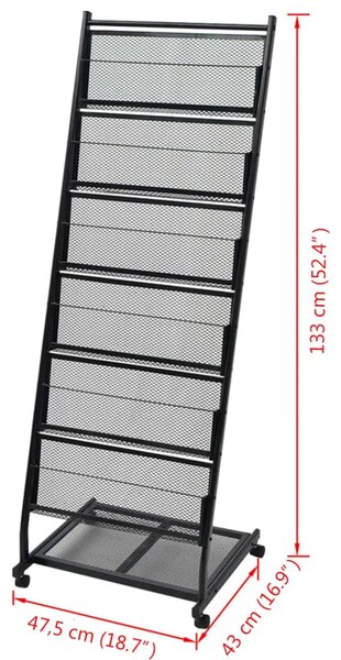 Stalak za Časopise 47 5x43x133 cm crna A4