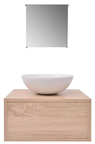 3-Dijelni Komplet Namještaja za Kupaonicu sa Lavabo - Umivaonikom Bež - Bež 40 x 34 x 20 cm 3 1