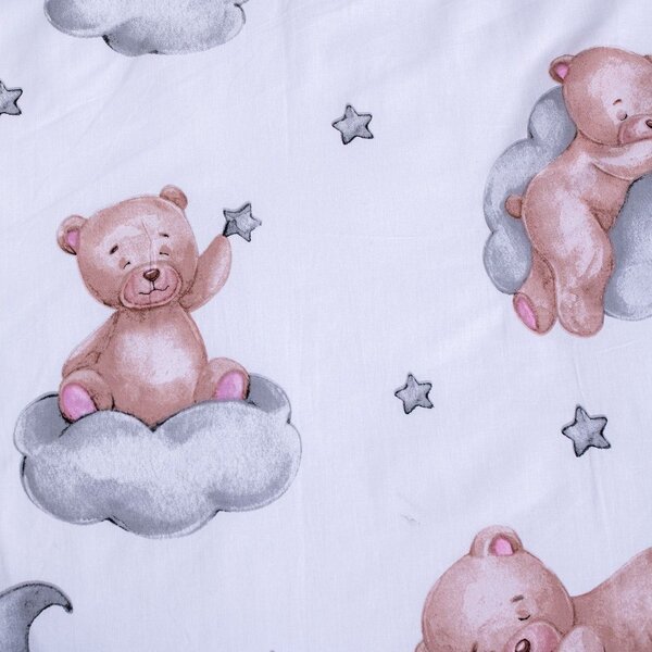Bijela pamučna dječja posteljina za dječji krevetić 100x135 cm Teddy Bear "Ribbon" – Jerry Fabrics
