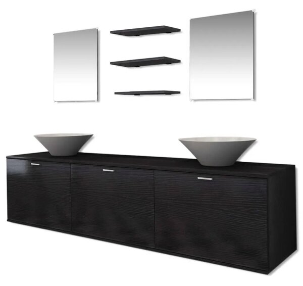 10-dijelni set kupaonskog namještaja Lavabo - Umivaonika i slavine crni - Crna Model 4 1 Crna