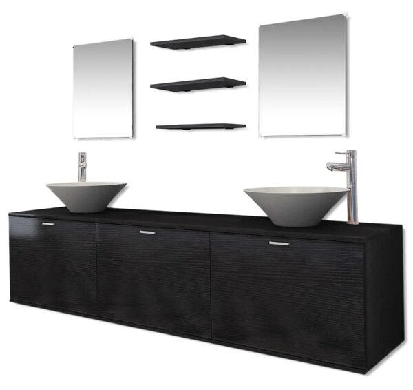 10-dijelni set kupaonskog namještaja Lavabo - Umivaonika i slavine crni - Crna Model 4 1 Crna