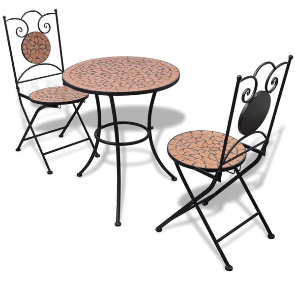 3-dijelni bistro set s keramičkim pločicama boje cigle - Terakota Okruglo 3 Terakota