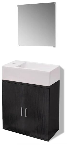 3-Dijelni Komplet Namještaja za Kupaonicu s Lavabo - Umivaonikom Crni - Crna 48 x 25 x 48 cm 3 1