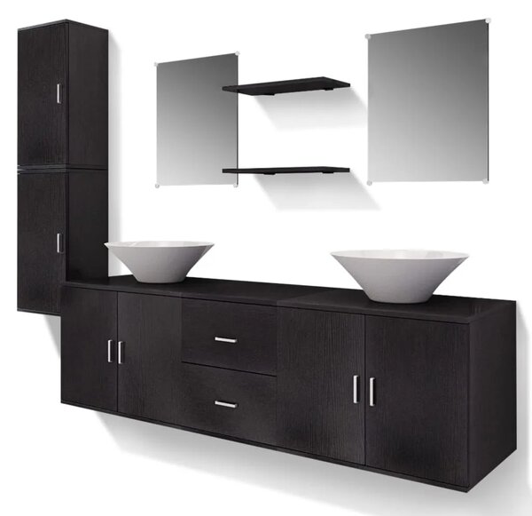 9-dijelni Crni Komplet Namještaja za Kupaonu sa Lavabo - Umivaonikom - Crna 150 x 45 x 45 cm 9 1