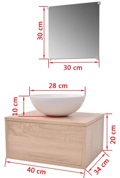 3-Dijelni Komplet Namještaja za Kupaonicu sa Lavabo - Umivaonikom Bež - Bež 40 x 34 x 20 cm 3 1