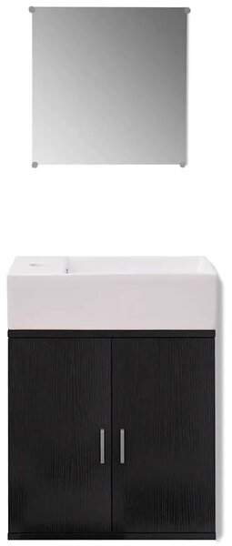 3-Dijelni Komplet Namještaja za Kupaonicu s Lavabo - Umivaonikom Crni - Crna 48 x 25 x 48 cm 3 1