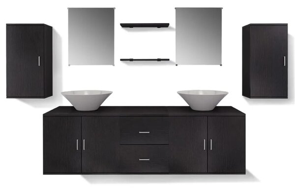 9-dijelni Crni Komplet Namještaja za Kupaonu sa Lavabo - Umivaonikom - Crna 150 x 45 x 45 cm 9 1