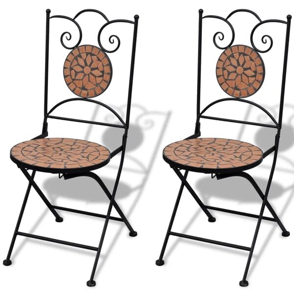 3-dijelni bistro set s keramičkim pločicama boje cigle - Terakota Okruglo 3 Terakota