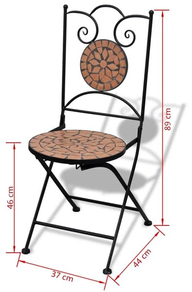 3-dijelni bistro set s keramičkim pločicama boje cigle - Terakota Okruglo 3 Terakota