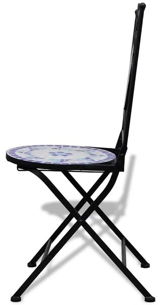 3-dijelni bistro set s keramičkim pločicama plavo-bijeli - Plava i bijela Okruglo 3 Plava i bijela