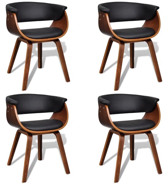Blagovaonske stolice 4 kom od zaobljenog drva i umjetne kože - black and dark brown 4 Black and dark brown 4
