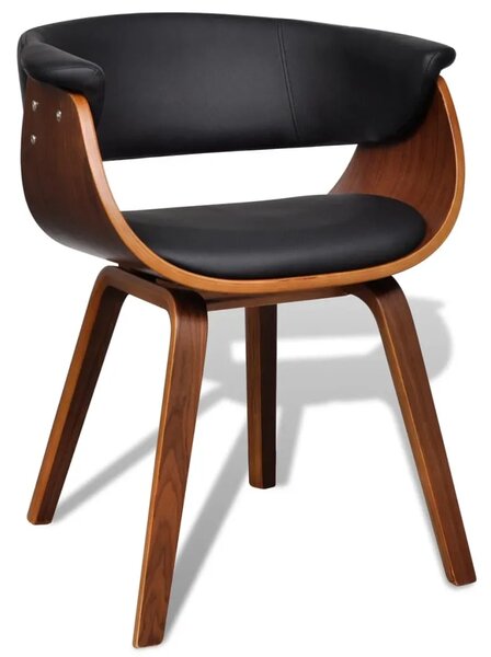 Blagovaonske stolice 4 kom od zaobljenog drva i umjetne kože - black and dark brown 4 Black and dark brown 4