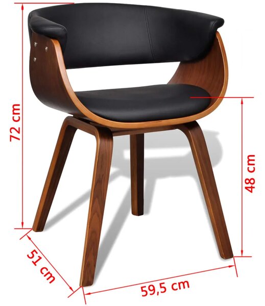 Blagovaonske stolice 4 kom od zaobljenog drva i umjetne kože - black and dark brown 4 Black and dark brown 4