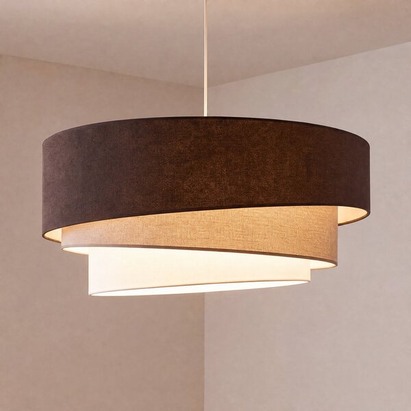 Duolla Trio viseća lampa, smeđa/bež, Ø 60 cm, tkanina, E27, Smeđa / hrđa, Dnevni boravak/blagovaonica, Tkanina / tekstil