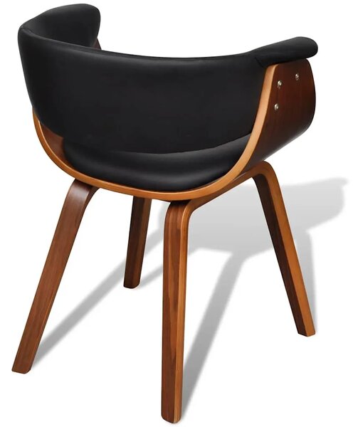 Blagovaonske stolice 2 kom od zaobljenog drva i umjetne kože - black and dark brown 2 Black and dark brown 2