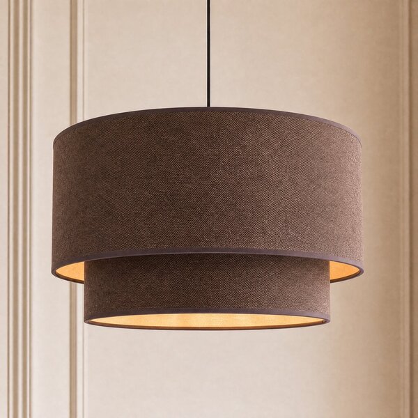 Duolla Boho viseća lampa, smeđa/zlatna, Ø 45 cm, tkanina, E27, Smeđa / hrđa, spavaća soba, Tkanina / tekstil
