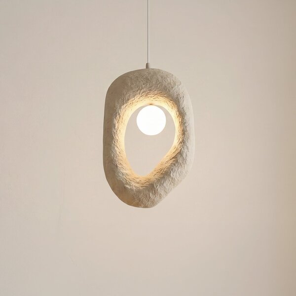 Opviq Zoga viseća svjetiljka, ekru, 50 x 30 cm, stakloplastika, E27, prigušiva, Bež, Dnevni boravak/blagovaonica, Plastika
