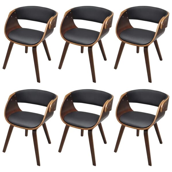 Blagovaonske stolice od umjetne kože 6 kom smeđe - black and dark brown 6 Black and dark brown 6