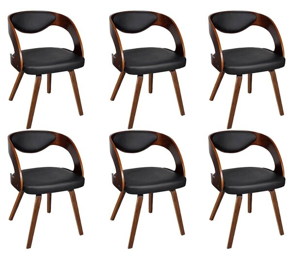 Blagovaonske stolice od umjetne kože 6 kom smeđe - black and dark brown 6 black and dark brown 6