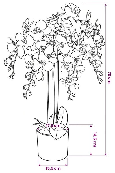 Umjetna orhideja s posudom 75 cm bijela - Bijela 75 cm 1 Bijela