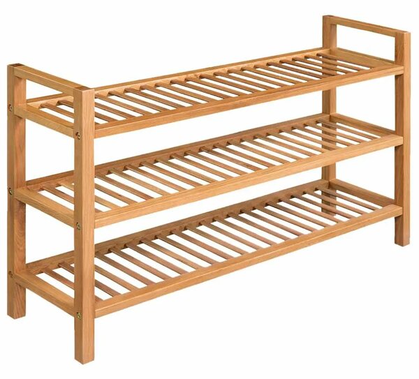 Stalak za obuću s 3 police 100x27x60 cm od masivne hrastovine - 1 60 cm 100 cm 1